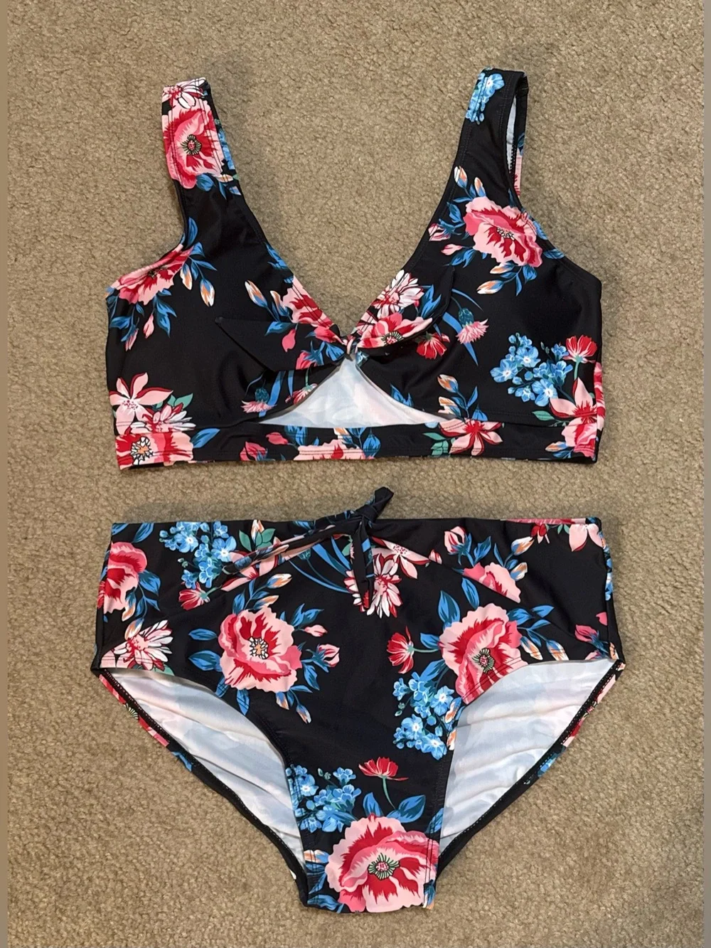 NWOT Tropical Floral Bikini High Rise Swimsuit Set US 16 / XL / Plus Size
